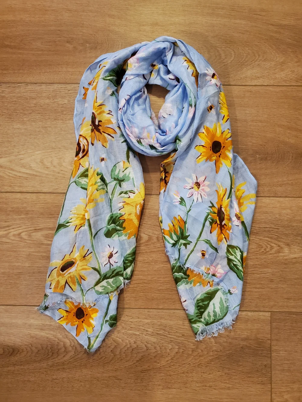 Vera Bradley Light Blue Sunflower Floral Scarf